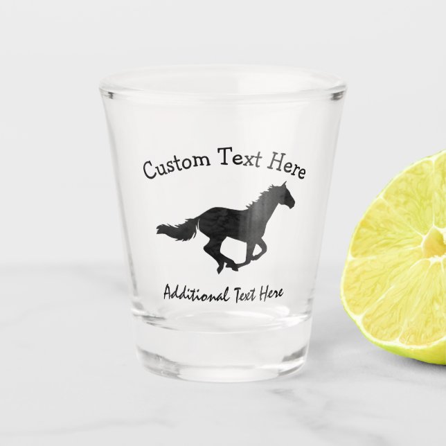 Copo De Shot Silhueta de galope da aguarela do cavalo (Frente)