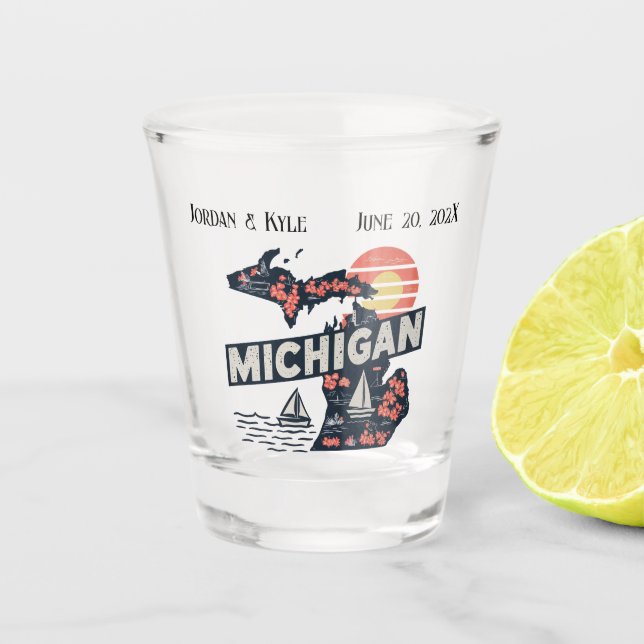 Copo De Shot Silhueta Retroativa de Michigan Personalizável (Frente)