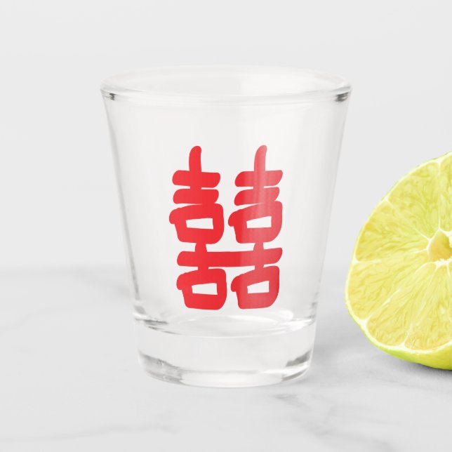 Copo De Shot Símbolo Chinês de Felicidade Dupla (Frente)