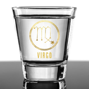 Copo De Shot Símbolo Virgo Zodiac Astrologia Horoscópio Dourado