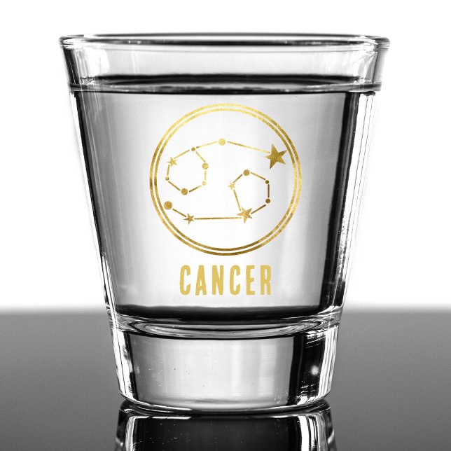 Copo De Shot Símbolo Zodiac cancer Astrologia Horoscópio Dourad (gold cancer zodiac sign shot glass)