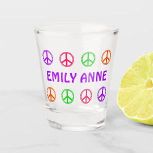 Copo De Shot Símbolos da Paz com Bolinhas Retrô Personalizados