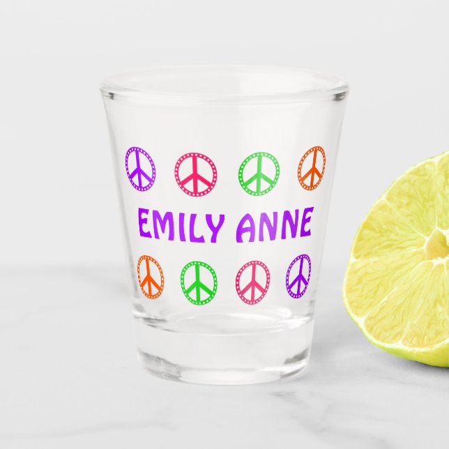Copo De Shot Símbolos da Paz com Bolinhas Retrô Personalizados (Frente)