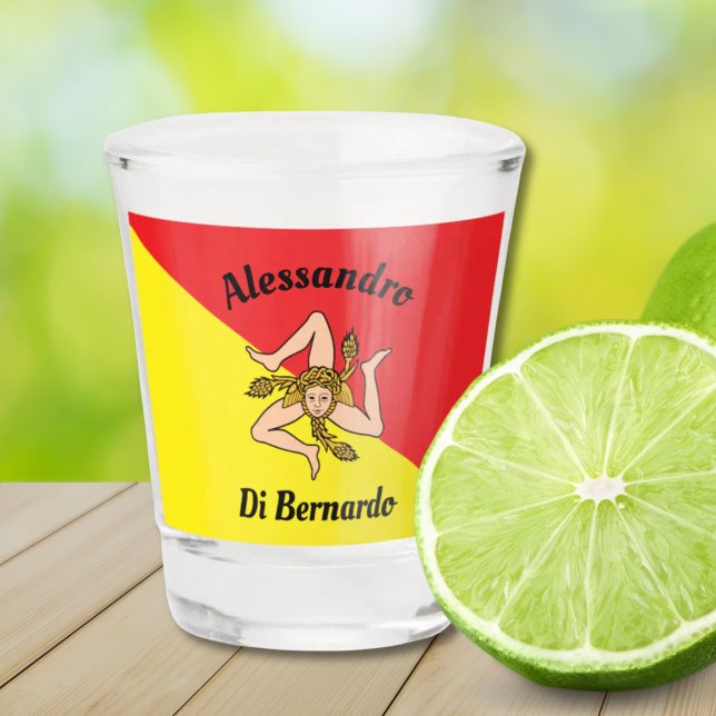 Copo De Shot Simple Bold Sicília Bandeira Siciliana (Flag of Sicily Personalized
Shot Glass)