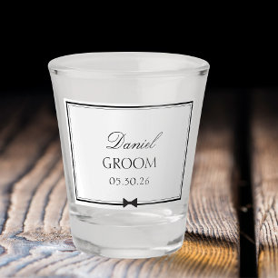 Copo De Shot Simple Bowtie Groom Personalizado de Casamento Clá