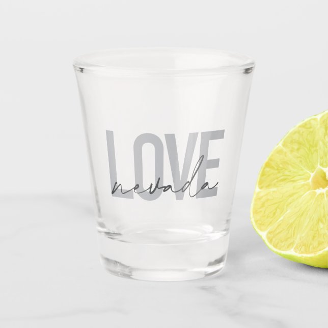 Copo De Shot Simples, moderno, mínimo, legal design Love Nevada (Frente)