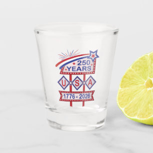 Copo De Shot Sinal de Letreiro de Aniversário de 250 anos Retro