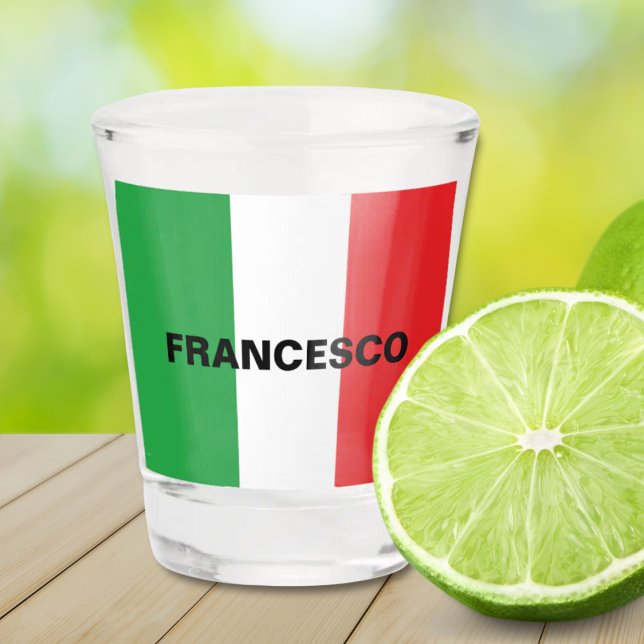 Copo De Shot Sinalizador Italiano Simples e Negrito Personaliza (Flag of Italy Personalized 
Shot Glass)