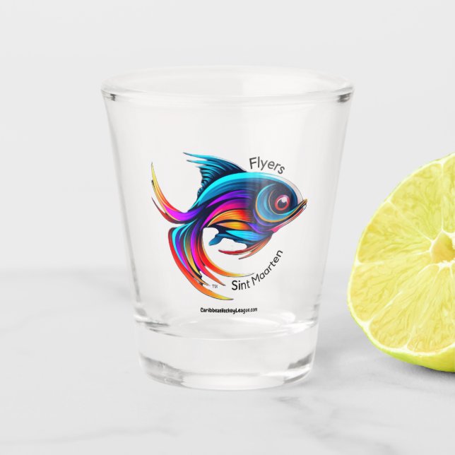 Copo De Shot Sint Maarten Flyers da Liga de Hóquei do Caribe (Frente)