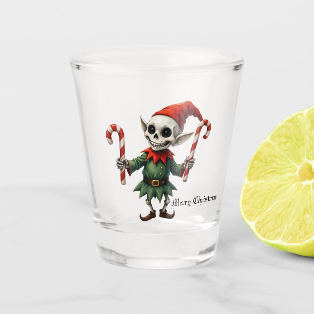 Copo De Shot Skeleton Christmas Elf – Creepy Cute Dark Holiday  (Frente)