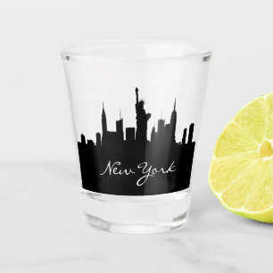 Copo De Shot Skyline de Nova York, preto e branco