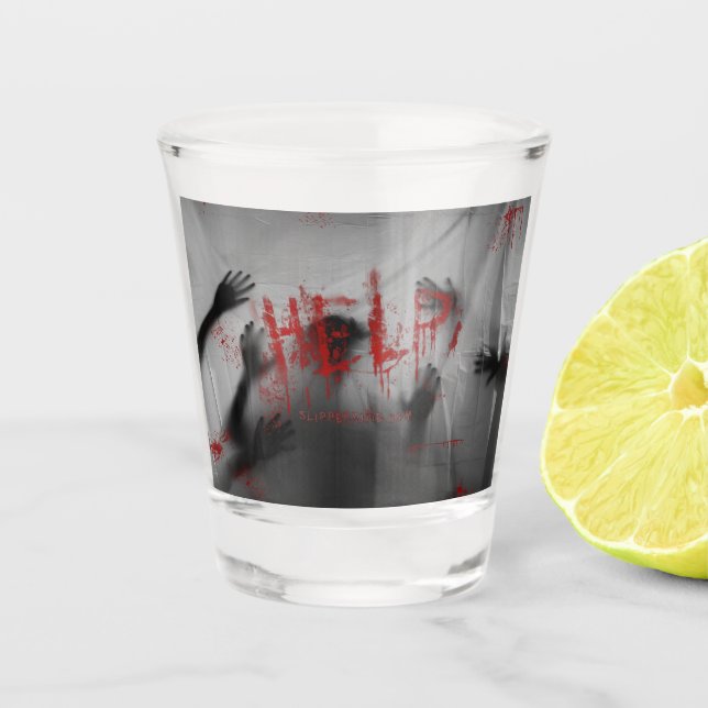 Copo De Shot SlipperyJoe visual assustador temático de terror g (Frente)