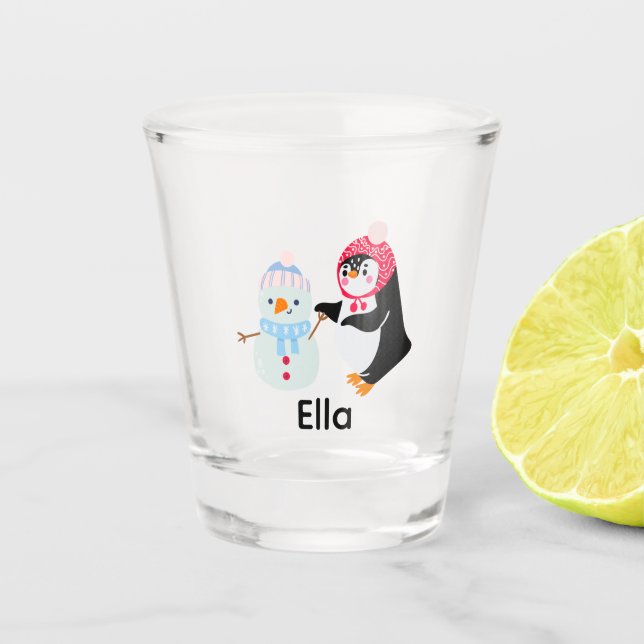 Copo De Shot Snowman e Pinguim congelados (Frente)