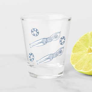 Copo De Shot Snychro Artista Swimmers Blue Illustration