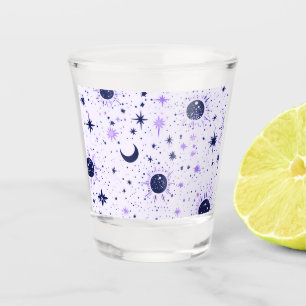 Copo De Shot Sol Lua Estrelas Celestiais Preto e Roxo