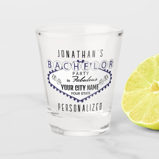 Copo De Shot Solteiro - Estilo Vegas - Azul escuro (Frente)