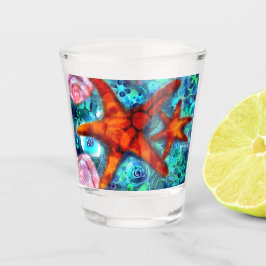 Copo De Shot Starfish Seashells Beach Teal Pink