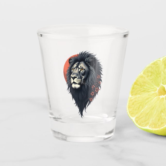 Copo De Shot Strength and delicacy united, a black lion (Frente)