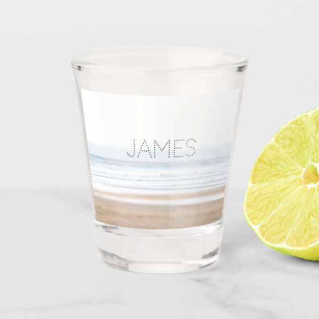 Copo De Shot Surfing beach personalised (Frente)