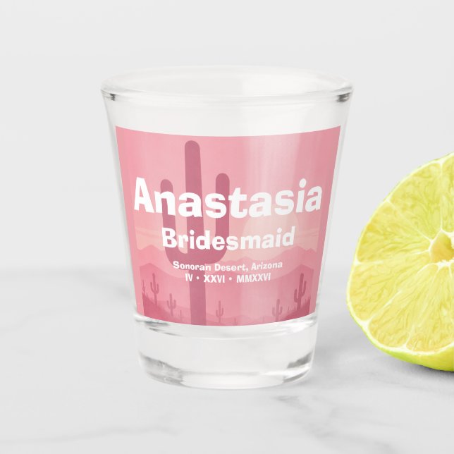 Copo De Shot Taça Personalizada Rosa para Madrinhas de Casament (Frente)