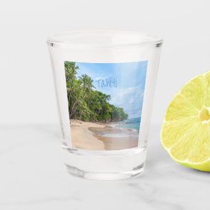 Copo De Shot Tahiti Sand Beach Blue Sky Palm Trees