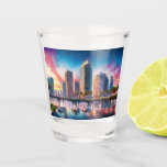 Copo De Shot Tampa Skyline Abstrato Art Colorida<br><div class="desc">Celebrar o espírito de Tampa com um vidro vibrante com um design de linha do horizonte colorido de abstrato. Perfeito como uma lembrança única,  presente ou coletível para amantes da arte e da cidade.</div>