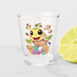 Copo De Shot Tartaruga Marinha Bebê Feliz e Fofo Personagem