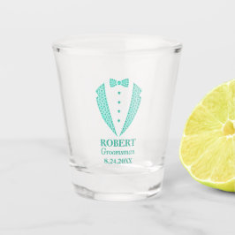 Copo De Shot Teal Diamond Patternos Padrinhos de casamento Tuxe