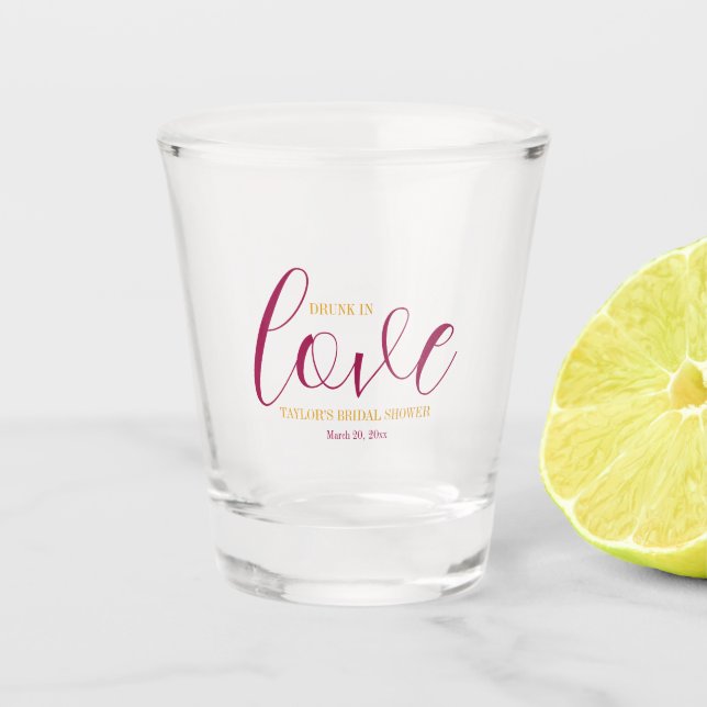 Copo De Shot Tema Floral Rosa Chá de Noiva (Frente)