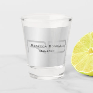 Copo De Shot Tendência Estilo Cinza Monograma Simples Simples