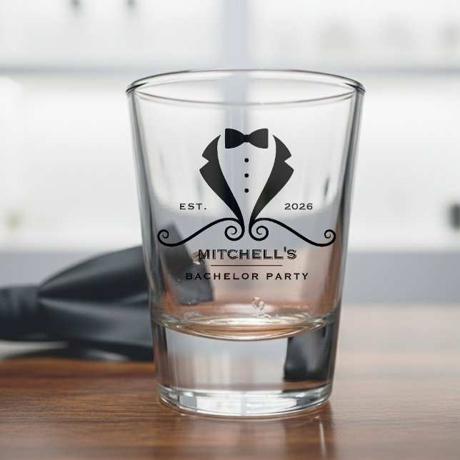 Copo De Shot Terno de Smoking Gravata Borboleta para Despedida  (Bachelor Party Tuxedo Suit Bowtie Groom Wedding Shot Glass
)