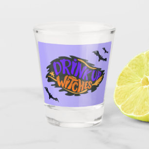 Copo De Shot Testemunhas Laranja Roxos Bebem Vidro Atirado