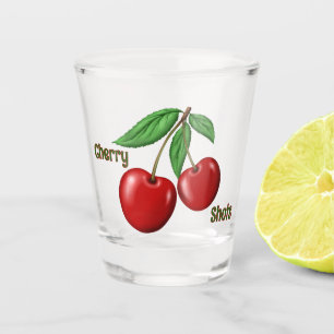 Copo De Shot Texto Personalizado de Design de Cereja Vermelha