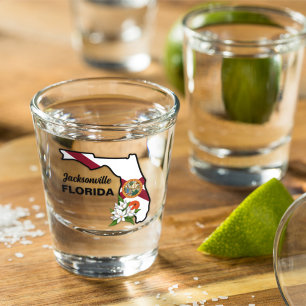 Copo De Shot Texto Personalizado Sinalizador Flor e Flor Laranj