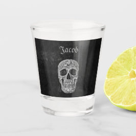 Copo De Shot Textura Do Tóquio Da Cabeça Do Crânio Negro E Bran