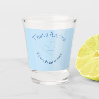 COPO DE SHOT THATS AMORE BRIDAL SHOWER BLUE HEART NAME DATE SIM