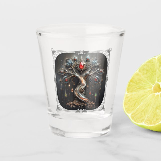 Copo De Shot  The Art Deco Tree of Life design.  (Frente)