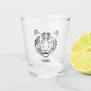 Copo De Shot Tigre Tribal Negro e Branco