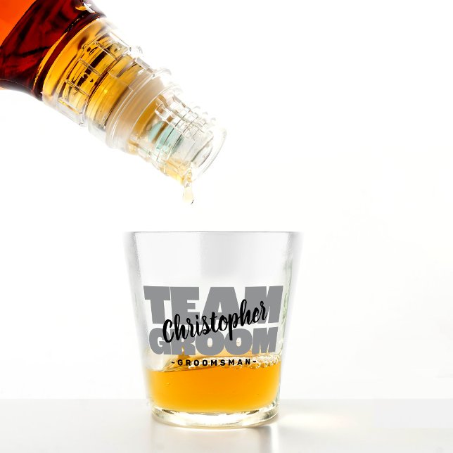 Copo De Shot Time da Noiva Festa de Despedida de Solteiro Padri (Team Groom Bachelor Party Groomsman Black Gray Shot Glass)