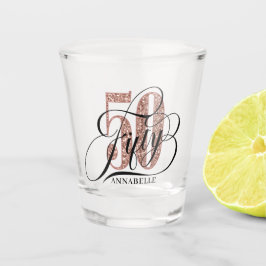 Copo De Shot Tipografia de aniversário do rosa Dourado Glitter 