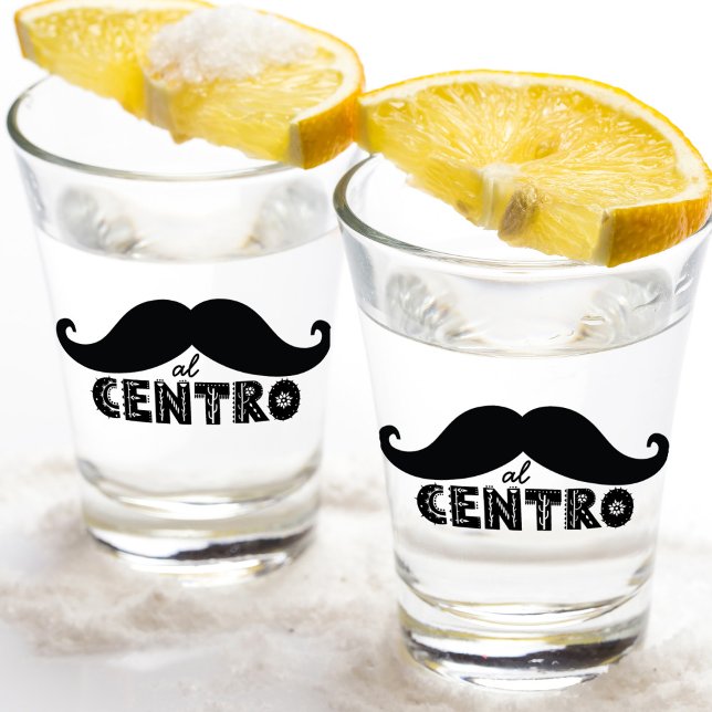 Copo De Shot Tipografia do bigode mexicano Legal Al Centro (Arriba, abajo, al centro y adentro!  This shot glass is the perfect way to get the party started!)