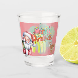 Copo De Shot Tipografia Feliz Natal e Luzes & Veados
