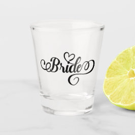 Copo De Shot Tipografia noiva com casamento de corações