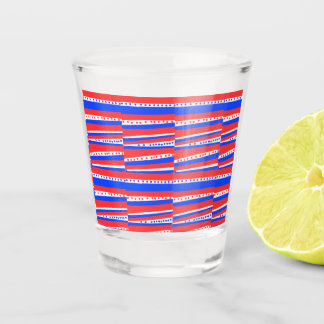 Copo De Shot Tiras de Círculos Azuis Brancos Vermelhos