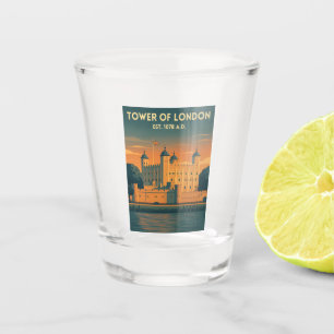 Copo De Shot Torre de Londres Viagem Vintage Cenário Retro Rein