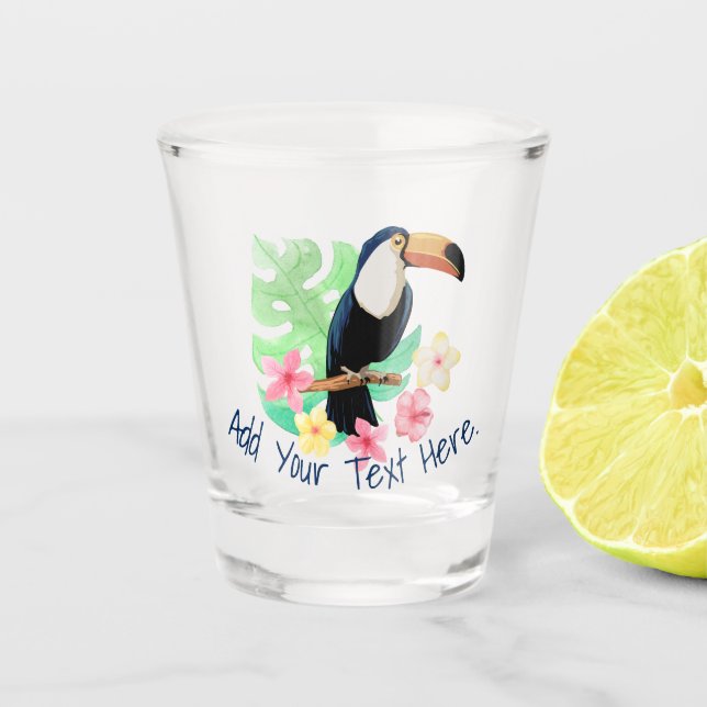 Copo De Shot Toucan com flores tropicais (Frente)