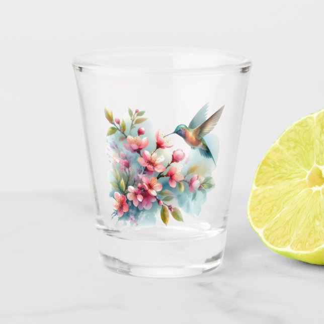 Copo De Shot Trabalho de arte de pássaro-primavera (Frente)