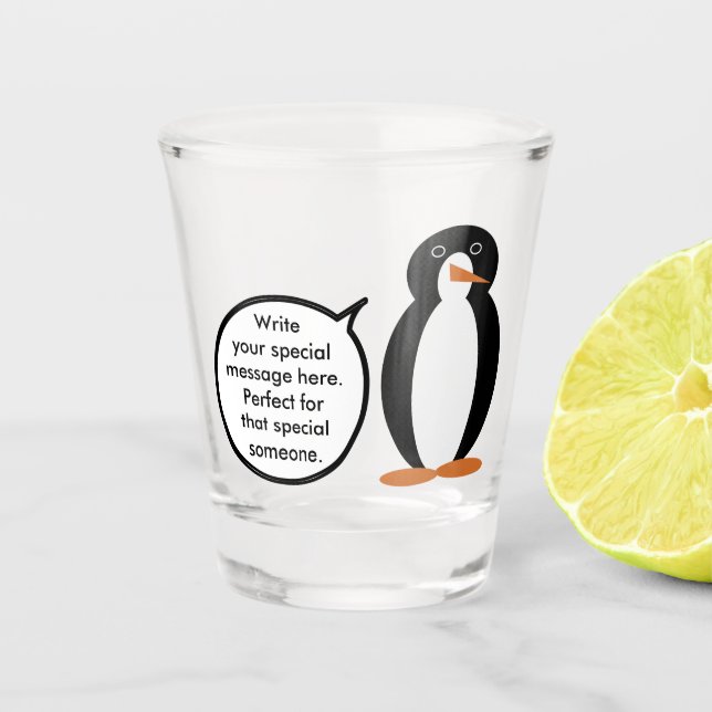 Copo De Shot Traje de Aniversário Ms. Penguin Personalizada (Frente)