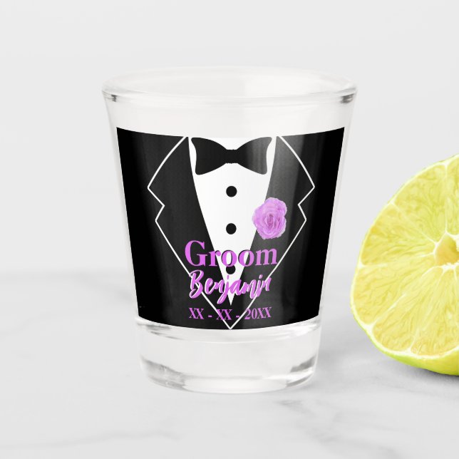 Copo De Shot Traje de Noivo Lavanda Personalizado (Frente)