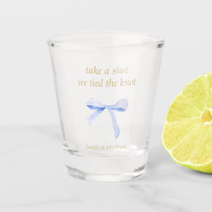 Copo De Shot Trendy Blue Ribbon Weding Favor